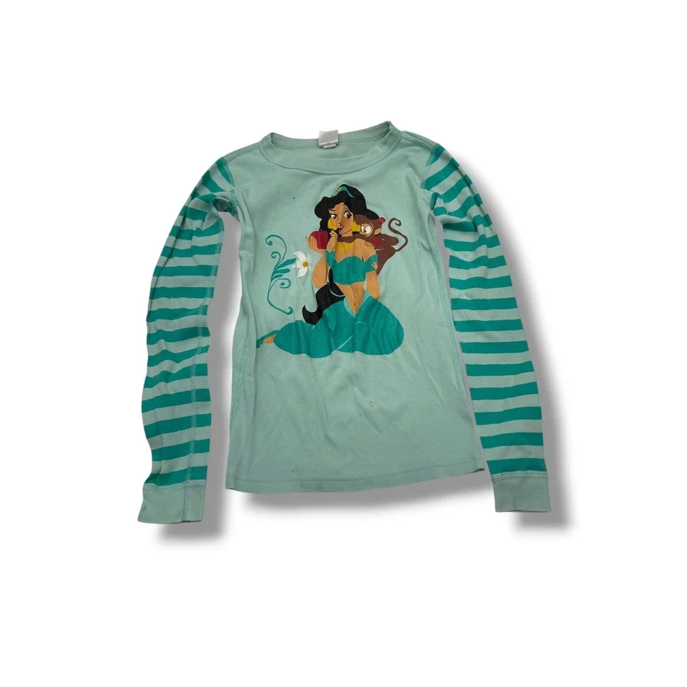 Hanna Andersson Disney Princess Jasmine Pajama Set‎ Girls Size 12 Mint Green